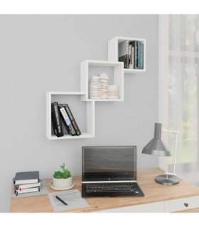 vidaXL Cube Wall Shelf White 68x15x68 cm Engineered Wood