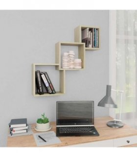 vidaXL Cube Wall Shelf Sonoma Oak 68x15x68 cm Engineered Wood