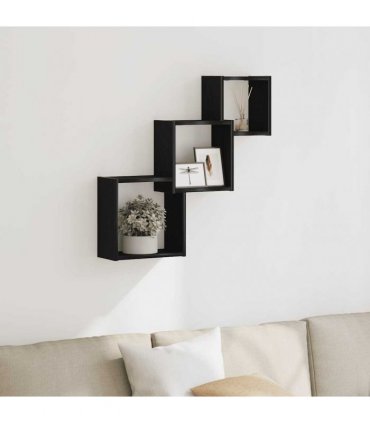 vidaXL Wall Cube Shelves Black Oak 68x15x68 cm Engineered Wood