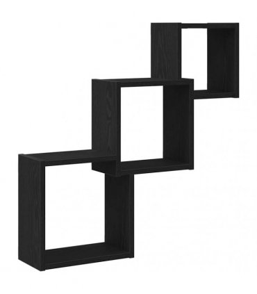vidaXL Wall Cube Shelves Black Oak 68x15x68 cm Engineered Wood