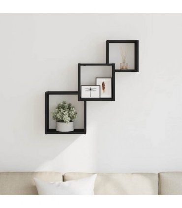 vidaXL Wall Cube Shelves Black Oak 68x15x68 cm Engineered Wood