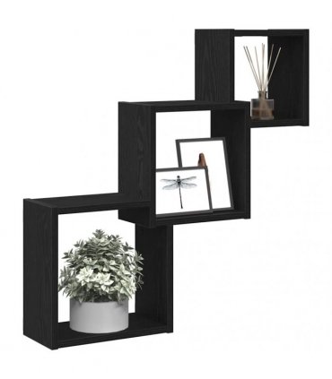 vidaXL Wall Cube Shelves Black Oak 68x15x68 cm Engineered Wood