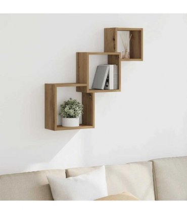 vidaXL Wall Cube Shelves Artisan Oak 68x15x68 cm Engineered Wood