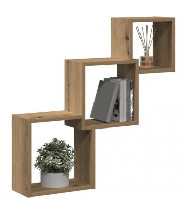 vidaXL Wall Cube Shelves Artisan Oak 68x15x68 cm Engineered Wood