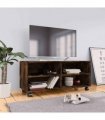 vidaXL TV Cabinet with Castors Smoked Oak 90x35x35 cm Engineered Wood