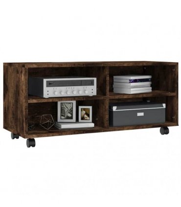 vidaXL TV Cabinet with Castors Smoked Oak 90x35x35 cm Engineered Wood