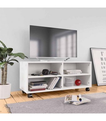vidaXL TV Cabinet with Castors White 90x35x35 cm Engineered Wood