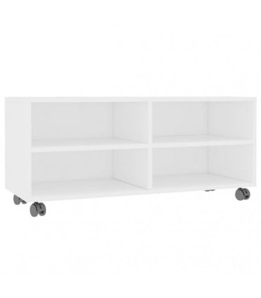 vidaXL TV Cabinet with Castors White 90x35x35 cm Engineered Wood