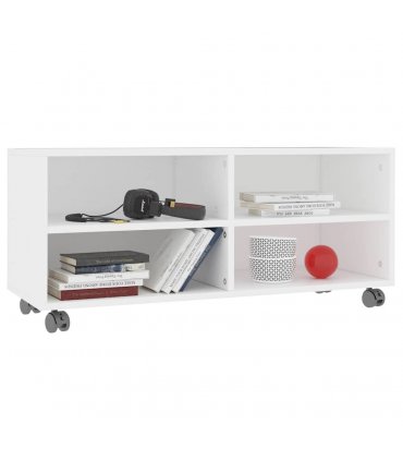 vidaXL TV Cabinet with Castors White 90x35x35 cm Engineered Wood
