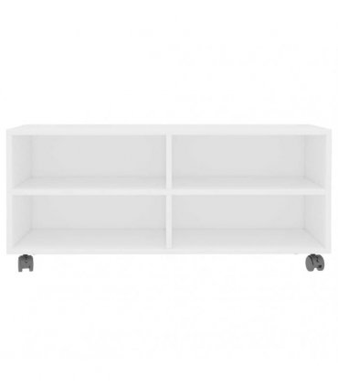 vidaXL TV Cabinet with Castors White 90x35x35 cm Engineered Wood
