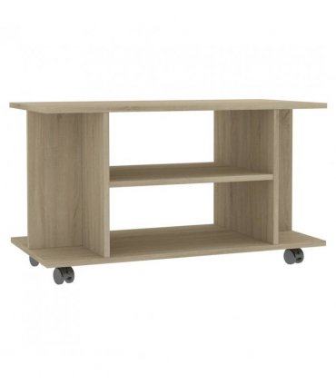vidaXL TV Cabinet with Castors Sonoma Oak 80x40x45 cm Engineered Wood