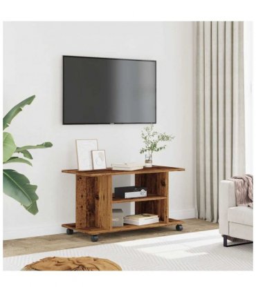 vidaXL TV Cabinet with Castors Old Wood 80x40x45 cm Engineered Wood