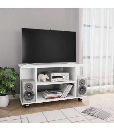 vidaXL TV Cabinet with Castors White 80x40x45 cm Engineered Wood