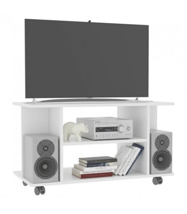 vidaXL TV Cabinet with Castors White 80x40x45 cm Engineered Wood