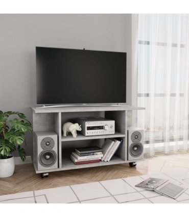 vidaXL TV Cabinet with Castors Concrete Grey 80x40x45 cm Engineered Wood
