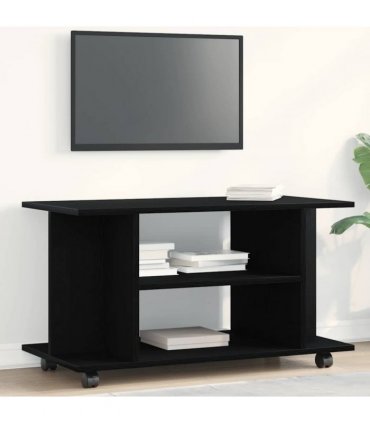 vidaXL TV Cabinet with Castors Black Oak 80x40x45 cm Engineered Wood