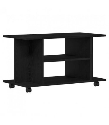 vidaXL TV Cabinet with Castors Black Oak 80x40x45 cm Engineered Wood