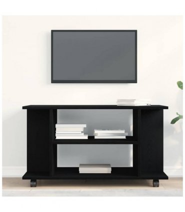 vidaXL TV Cabinet with Castors Black Oak 80x40x45 cm Engineered Wood