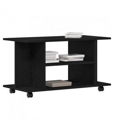 vidaXL TV Cabinet with Castors Black Oak 80x40x45 cm Engineered Wood