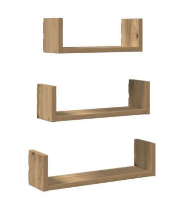 vidaXL Wall Shelf 3 pcs Artisian Oak Engineered Wood — Size: 40 x 10 x 10.5 cm