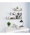 vidaXL Wall Display Shelves 3 pcs Grey Sonoma Engineered Wood — Size: 60 x 15 x 10 cm