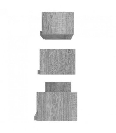 vidaXL Wall Display Shelves 3 pcs Grey Sonoma Engineered Wood — Size: 60 x 15 x 10 cm