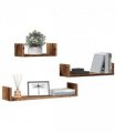 vidaXL Wall Shelves 3 pcs Old Wood Engineered Wood — Size: 60 x 15 x 10 cm
