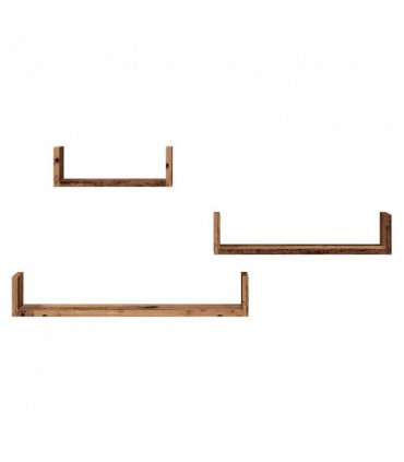 vidaXL Wall Shelves 3 pcs Old Wood Engineered Wood — Size: 60 x 15 x 10 cm