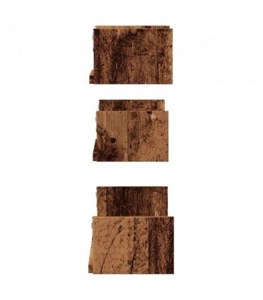 vidaXL Wall Shelves 3 pcs Old Wood Engineered Wood — Size: 60 x 15 x 10 cm