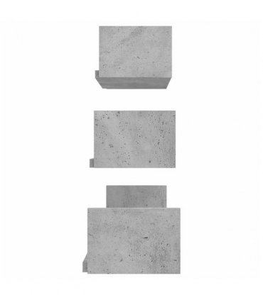 vidaXL Wall Display Shelf 3 pcs Concrete Grey Engineered Wood — Size: 60 x 15 x 10 cm