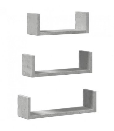 vidaXL Wall Shelf 3 pcs Concrete Grey Engineered Wood — Size: 40 x 10 x 10.5 cm