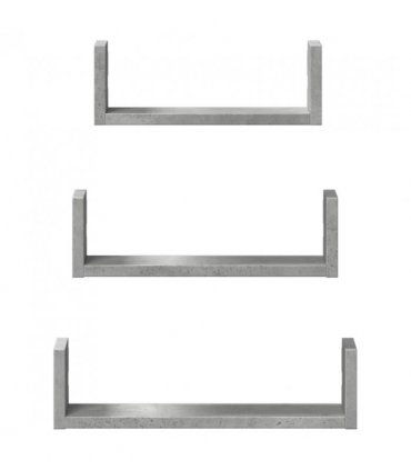 vidaXL Wall Shelf 3 pcs Concrete Grey Engineered Wood — Size: 40 x 10 x 10.5 cm