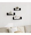 vidaXL Wall Shelf 3 pcs Black Engineered Wood — Size: 40 x 10 x 10.5 cm