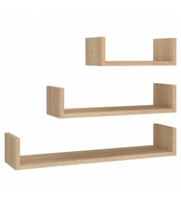 vidaXL Wall Display Shelf 3 pcs Sonoma Oak Engineered Wood — Size: 60 x 15 x 10 cm
