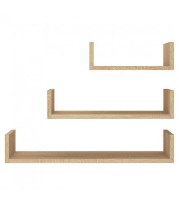 vidaXL Wall Display Shelf 3 pcs Sonoma Oak Engineered Wood — Size: 60 x 15 x 10 cm