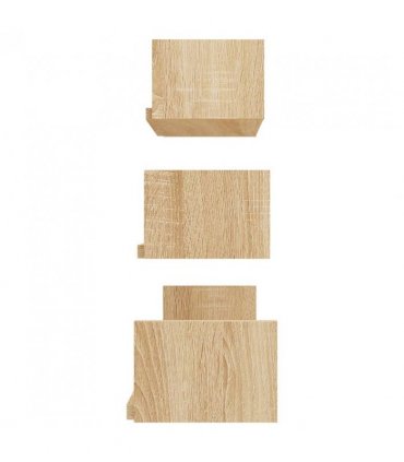 vidaXL Wall Display Shelf 3 pcs Sonoma Oak Engineered Wood — Size: 60 x 15 x 10 cm