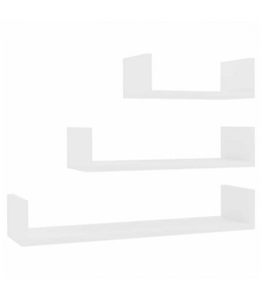 vidaXL Wall Display Shelf 3 pcs White Engineered Wood — Size: 60 x 15 x 10 cm