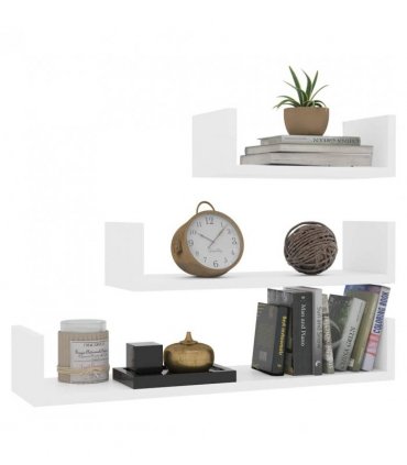 vidaXL Wall Display Shelf 3 pcs White Engineered Wood — Size: 60 x 15 x 10 cm