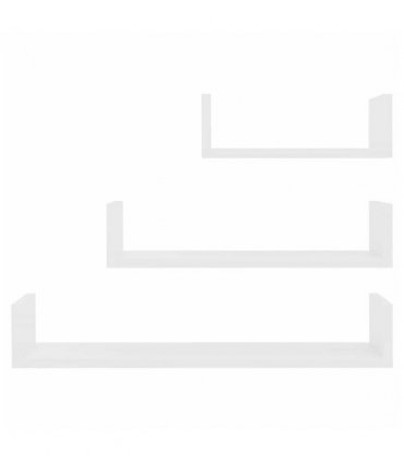 vidaXL Wall Display Shelf 3 pcs White Engineered Wood — Size: 60 x 15 x 10 cm