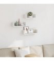 vidaXL Wall Shelf 3 pcs White Engineered Wood — Size: 40 x 10 x 10.5 cm