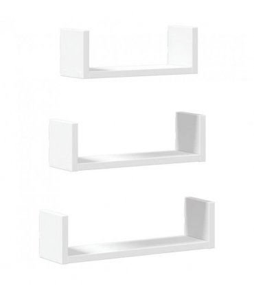 vidaXL Wall Shelf 3 pcs White Engineered Wood — Size: 40 x 10 x 10.5 cm