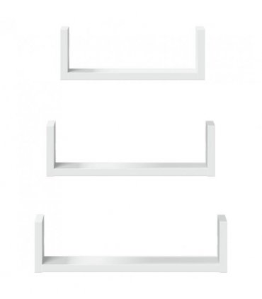 vidaXL Wall Shelf 3 pcs White Engineered Wood — Size: 40 x 10 x 10.5 cm