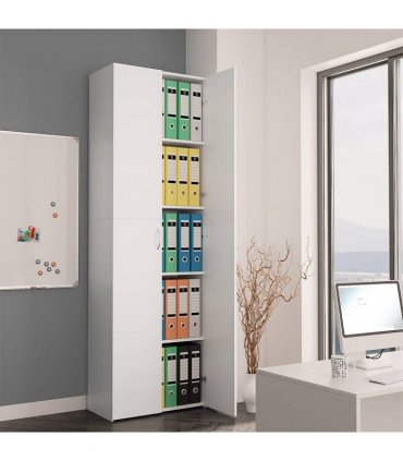 vidaXL Office Cabinet | White | Engineered wood | 60 x 32 x 190 cm