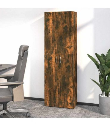 vidaXL Office Cabinet Smoked Oak 60x32x190 cm Engineered Wood — Size: 60 x 32 x 190 cm