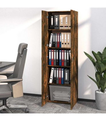 vidaXL Office Cabinet Smoked Oak 60x32x190 cm Engineered Wood — Size: 60 x 32 x 190 cm