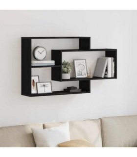 vidaXL Wall Shelf Black Oak 104x20x58.5 cm Engineered Wood