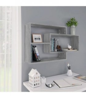 vidaXL Wall Shelf Grey Sonoma 104x20x58.5 cm Engineered Wood