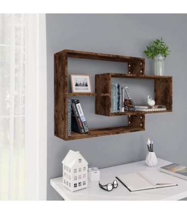 vidaXL Wall Shelf Smoked Oak 104x20x58.5 cm Engineered Wood
