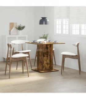 vidaXL Dining Table Smoked Oak 80x80x75 cm Engineered Wood