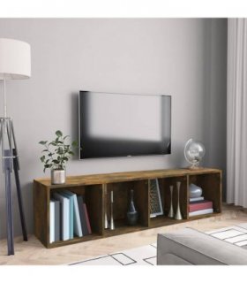 vidaXL Book Cabinet/TV Cabinet Smoked Oak 143x30x36cm Engineered Wood